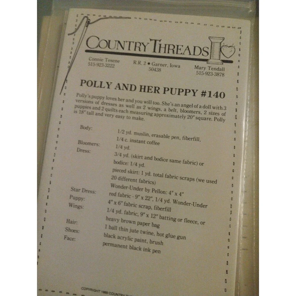 Country Threads Polly & Her Puppy Pattern #140